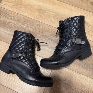 G by Guess Quilted Black Combat Boots